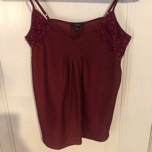Burgundy Talula / Aritzia Silky Tank Top with Lace Detailing.